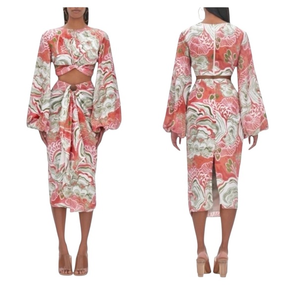 Andrea Iyamah Behati Mushroom Print 2 Piece Set Skirt & Crop Top M NWT - Picture 1 of 8